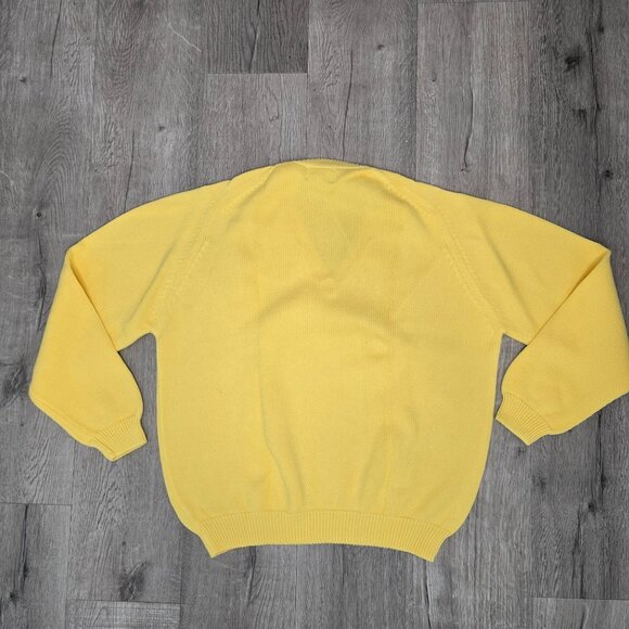 Lands End vintage 90s NWT Womens Regular Drifter V-Neck Cotton Sweater L Yellow - Picture 4 of 7